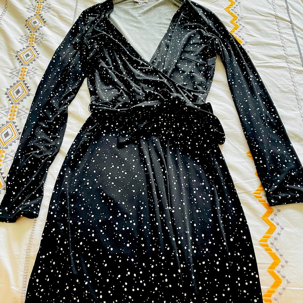 Leota black wrap dress